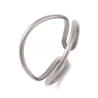 Non-Tarnish 304 Stainless Steel Double Layer Cuff Rings for Women RJEW-G322-01P-1