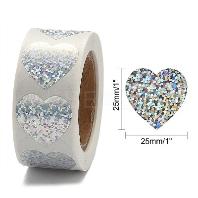 Heart Shaped Laser Stickers Roll DIY-K027-G01-1