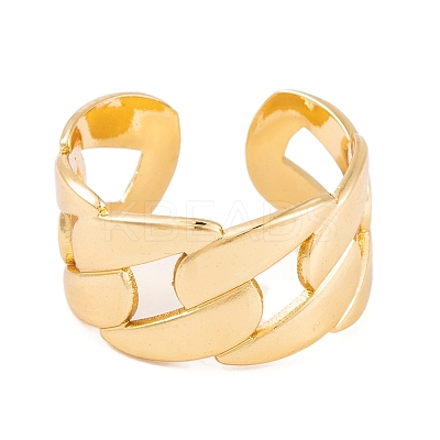 PVD Vacuum Plating 304 Stainless Steel Curb Chain Open Cuff Rings for Women RJEW-G316-11G-1