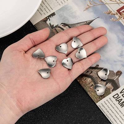 Tarnish Resistant 304 Stainless Steel Heart Charms X-STAS-M004-02-1