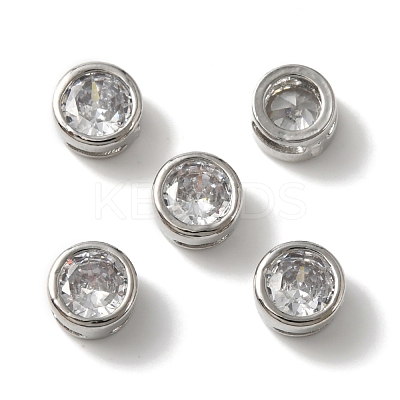 Rack Plating Brass Micro Pave Cubic Zirconia Slide Charms KK-C020-13P-1