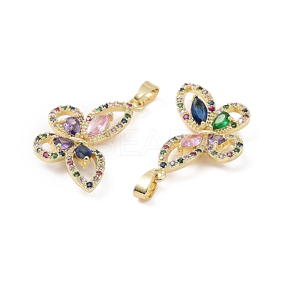 Brass Micro Pave Colorful Cubic Zirconia Pendants KK-E068-VC408-1