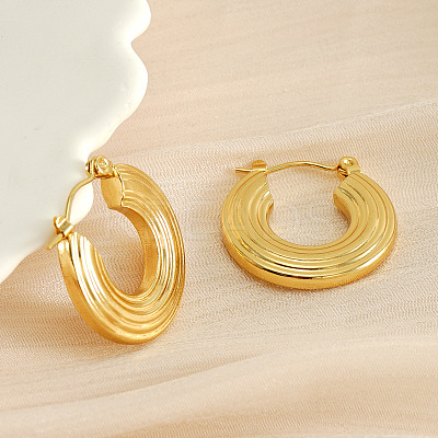 201 Stainless Steel Stripe Hoop Earrings for Women FS-WG1CC8F-01-1