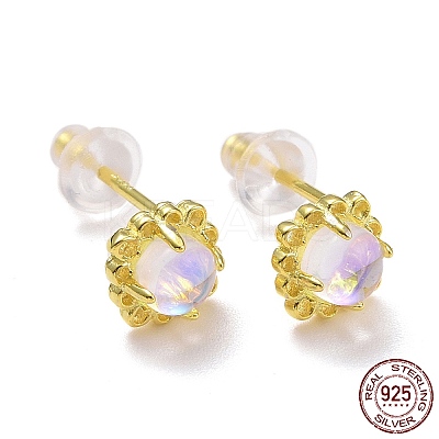 925 Sterling Silver Stud Earrings EJEW-M202-02G-1