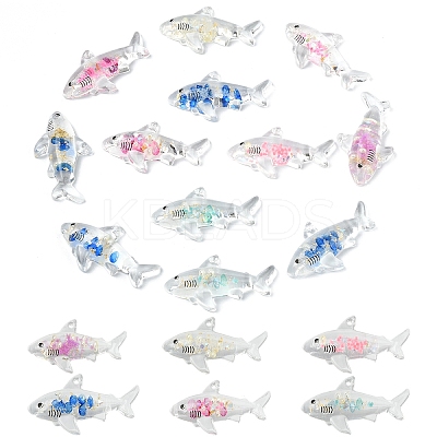 12Pcs Transparent Luminous Acrylic Pendants TACR-YW0003-43-1