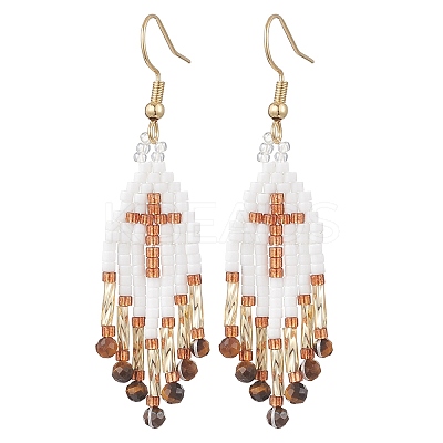Glass Seed Beads Dangle Earrings EJEW-MZ00737-03-1