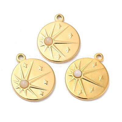 Ion Plating(IP) 316 Stainless Steel Flat Round Pendants STAS-K258-28G-1