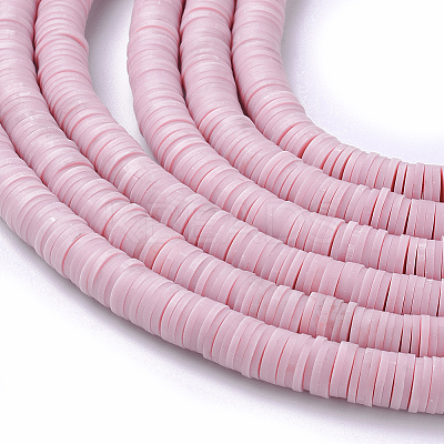 Flat Round Handmade Polymer Clay Beads CLAY-R067-6.0mm-26-1