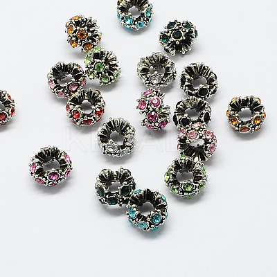 Alloy Rhinestone European Beads MPDL-R036-04-1