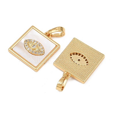 Brass Micro Pave Clear Cubic Zirconia Pendants KK-C109-07A-G-1