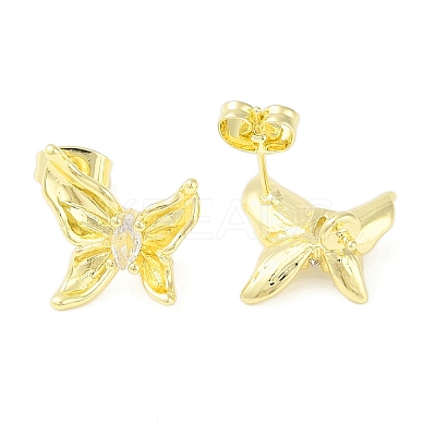 Brass Pave Clear Cubic Zirconia Stud Earring Findings LS-KK-F875-06G-1