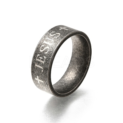 304 Stainless Steel Jesus Cross Finger Rings for Men RJEW-B120-03P-1
