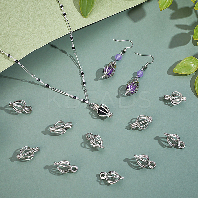 30Pcs Hollow Out Alloy Bead Cage Pendants KK-PH0014-14P-1
