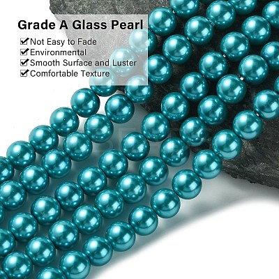 Eco-Friendly Dyed Glass Pearl Round Bead Strands HY-A002-8mm-RB073-1