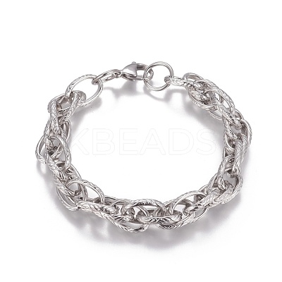 Tarnish Resistant 304 Stainless Steel Rope Chain Bracelets BJEW-I274-09S-1