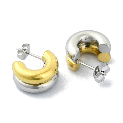 Ion Plating(IP) 304 Stainless Steel Ring Stud Earrings LS-EJEW-C071-03GP-1