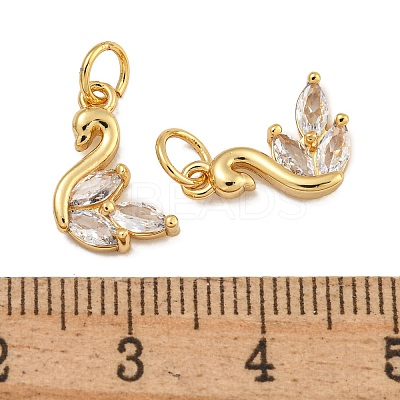Rack Plating Brass Micro Pave Clear Cubic Zirconia Charms KK-U030-15G-1