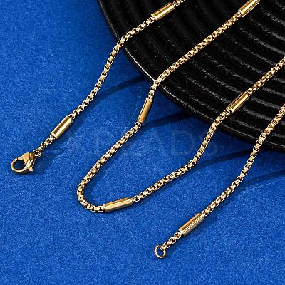 2MM 304 Stainless Steel Column Box Chain Necklaces NJEW-K291-02G-1