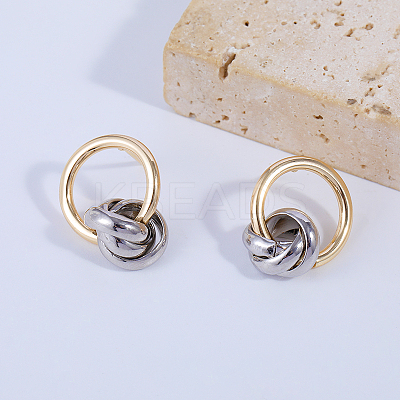 Two Tone Brass Twisted Hoop Earrings CZ4094-1
