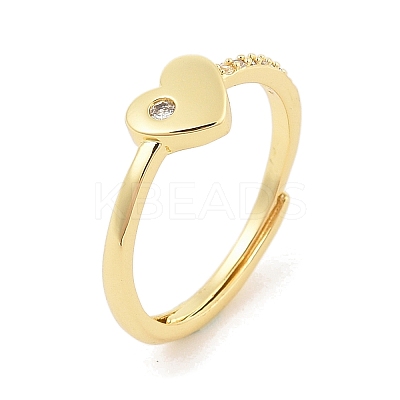 Brass Micro Pave Cubic Zirconia Adjustable Finger Rings for Women LS-RJEW-U032-05G-1