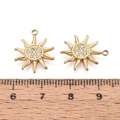 304 Stainless Steel Micro Pave Cubic Zirconia Pendants STAS-N115-54G-1