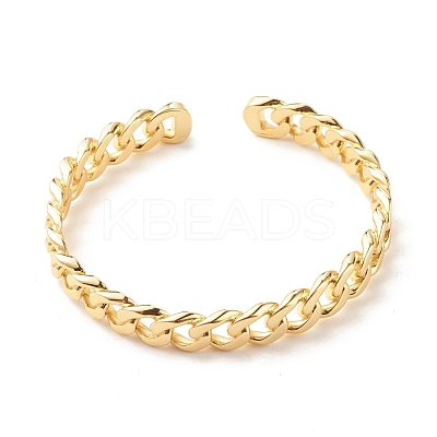 Brass Curb Chain Shape Open Cuff Bangle for Women BJEW-B054-38G-1