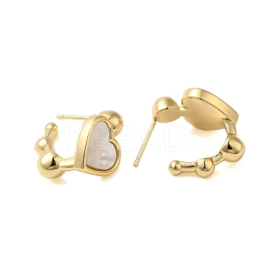 Shell Heart Stud Earrings EJEW-K287-01G-11-1
