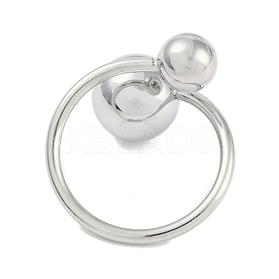 Non-Tarnish 304 Stainless Steel Round Open Cuff Ring for Women RJEW-C097-07P-1