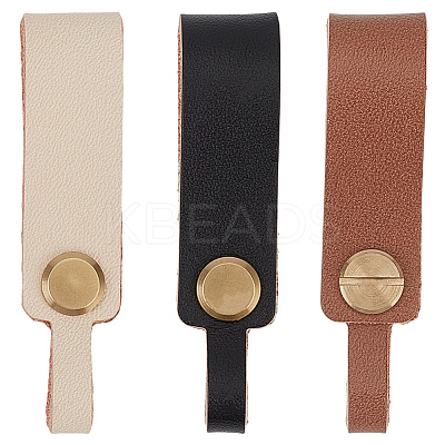 3Pcs 3 Colors Cowhide Leather Keychains KEYC-CL0001-32-1