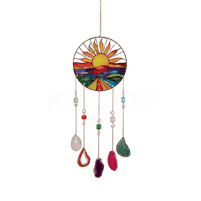 Acrylic Sun Pendant Decorations HJEW-D302-06-1