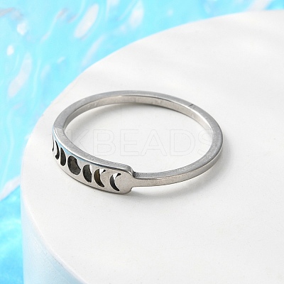 201 Stainless Steel Moon Phase Finger Ring for Women RJEW-A006-04P-1-1