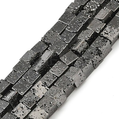 Electroplated Natural Lava Rock Beads Strands G-L606-E02-01E-1