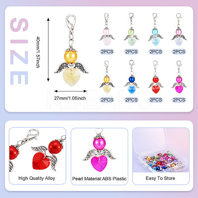 Angel ABS Plastic Imitation Pearl & Alloy Pendant Decorations HJEW-TA00236-1
