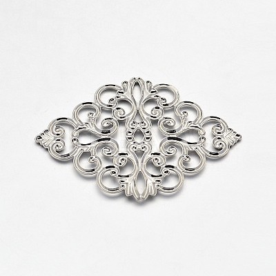 Brass Rhombus Filigree Findings KK-L056-02P-1