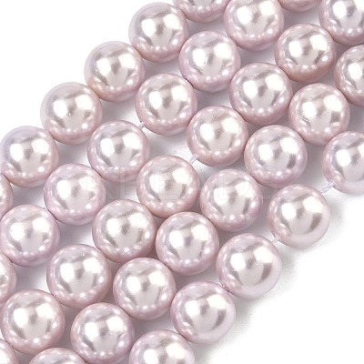 Electroplated Shell Pearl Beads Strands BSHE-G041-10mm-06-1