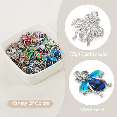 60Pcs 12 Colors Alloy Enamel Pendants ENAM-TA0001-61-1