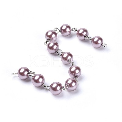 Handmade Dyed Glass Pearl Beaded Chains AJEW-JB00485-05-1