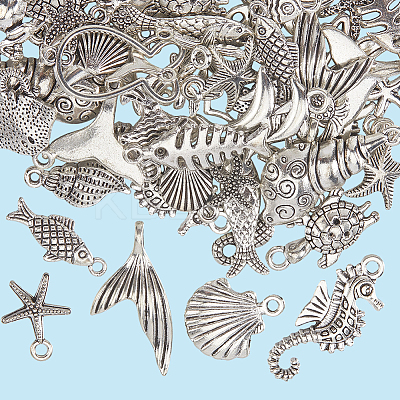 60Pcs Tibetan Style Alloy Pendants FIND-SP0004-07AS-1