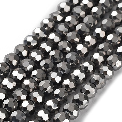 Faceted(32 Facets) Electroplate Glass Bead Strands X-EGLA-R042-6mm-06-1