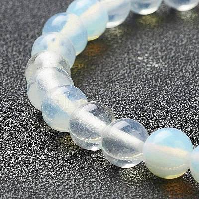Opalite Beaded Stretch Bracelets BJEW-D446-B-07-1