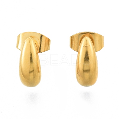 304 Stainless Steel Teardrop Stud Earrings for Women EJEW-N052-01G-1