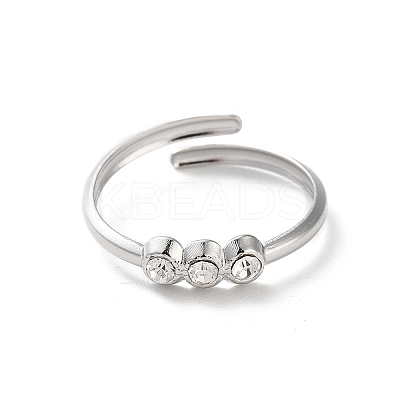 304 Stainless Steel Rhinestone Cuff Rings RJEW-M171-17P-1