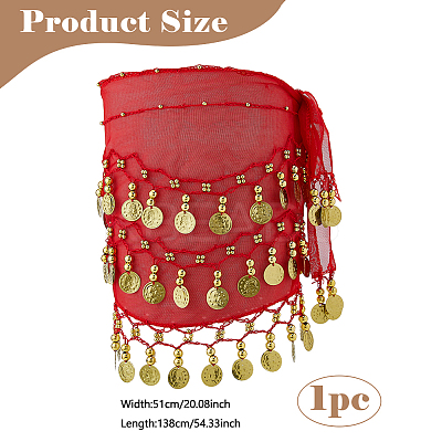 Alloy Coin Tassel Cloth Chain Belts for Dancer DIY-WH0888-880A-1