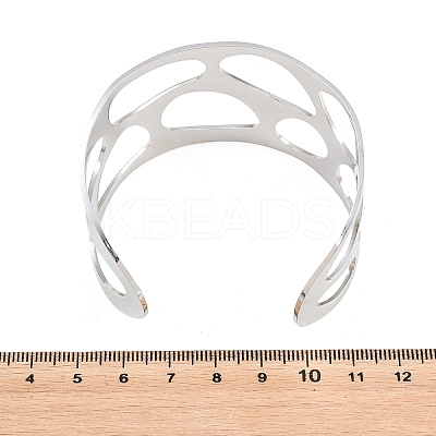 Hollow 304 Stainless Steel Cuff Bangles for Women BJEW-T028-01P-1