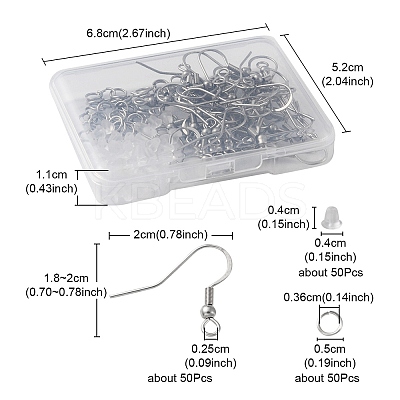 50Pcs 304 Stainless Steel French Hooks with Coil and Ball STAS-YW0001-54-1