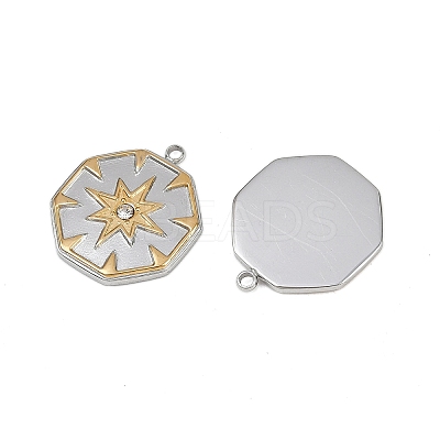 304 Stainless Steel Rhinestone Pendants STAS-L290-68GP-1