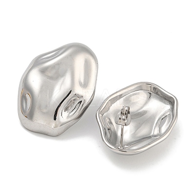 304 Stainless Steel Oval Stud Earrings for Women EJEW-U022-04P-1