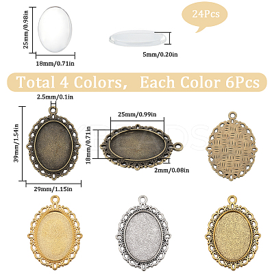 DIY Blank Oval Dome Pendant Making Kit DIY-SC0023-72-1