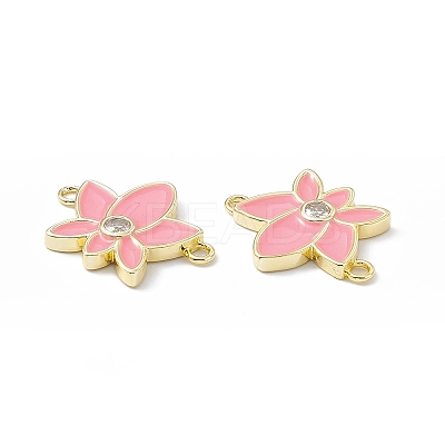 Rack Plating Brass Pave Clear Cubic Zirconia Connector Charms KK-B065-26-1