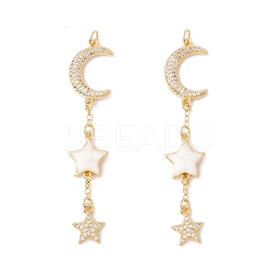 Rack Plating Brass Micro Pave Clear Cubic Zirconia Big Pendants ZIRC-I057-05G-1